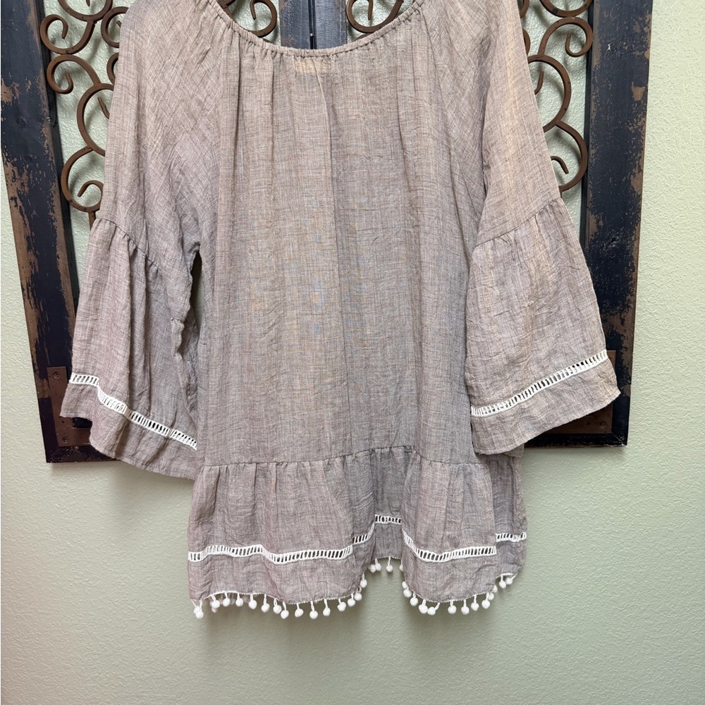 Anthropologie Entro Beige Boho Top - Picture 2 of 4
